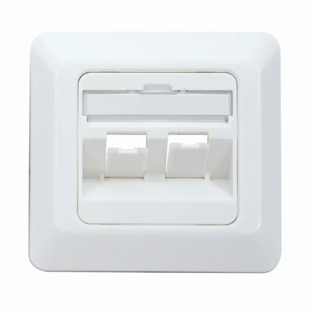 2-port CCS German type self-supporting faceplate with frame 80x80 mm for CCS UTP/FTP jacks