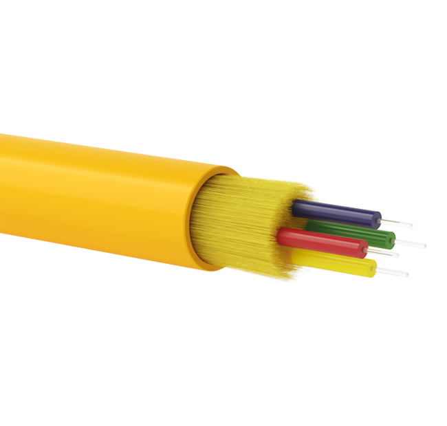 Indoor drop FO cable, dielectric armour, 4 fibers 9/125 G657A2, LSZH jacket, Euroclass Eca