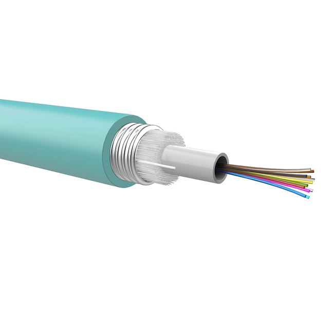 Loose FO cable 24 fibers 50/125 OM3, metallic armour, LSZH jacket, Euroclass Eca