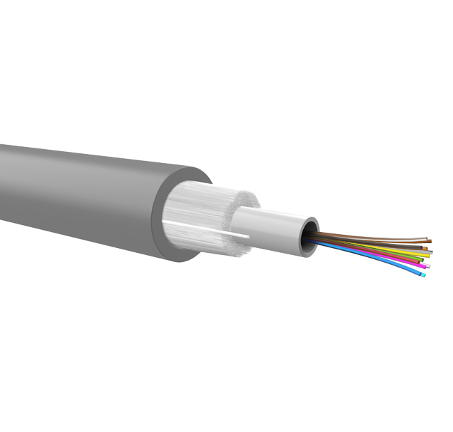Optical loose cable, dielectric armour, 12 fibers 62,5/125, PE jacket, Euroclass Fca
