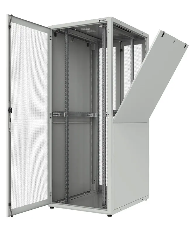 TECH Datacenter cabinet H2200xL800xP1200 47U front door 1 door, rear 2 doors 75% gridded, blind side panels, color RAL 7035 gray
