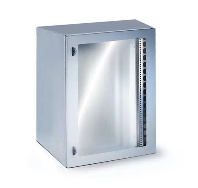 Wall mount cabinets IP Series W600xD500xH800 17U, glass front door, IP65 protection degree, grey RAL 7035