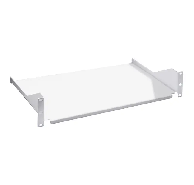 Fix shelf 2U / 19'', D250 mm, grey RAL 7035
