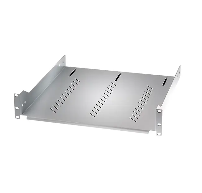 Fix shelf 2U / 19'', D470 mm, grey RAL 7035