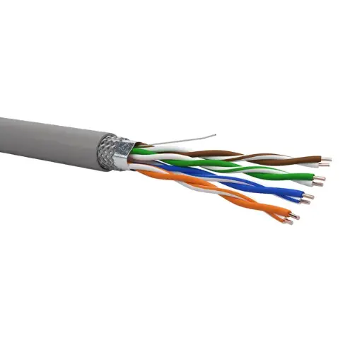 Cable type CPR 6727-C - SF/UTP 4x2xAWG24/1 - Cat.5E - overall AL/PET tape + CuSn braid - LSZH jacket - Euroclass Eca