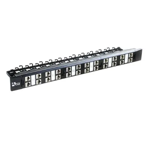 CAT.6A 24-port patch panel with 24 CCS Easy Crimp Compact shielded CAT.6A jacks - T568A/B