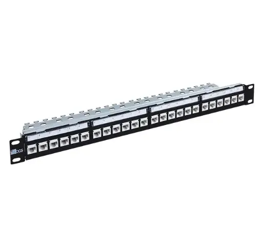 CCS 24-port patch panel with 24 Cat.6 unshielded RJ45 jacks-IDC 110 system T568A/B with cable management