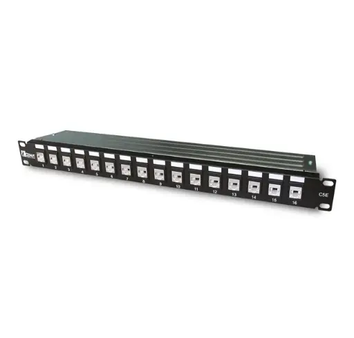 CCS 16-port patch panel with 16 CAT.5E shielded RJ45 jacks-IDC 110 system T568A/B with cable management