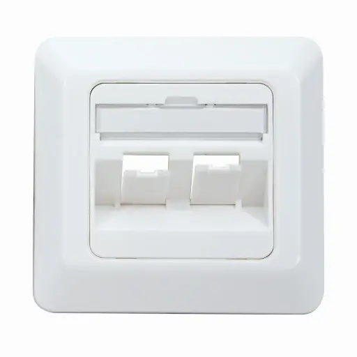 2-port CCS German type self-supporting faceplate with frame 80x80 mm for CCS UTP/FTP jacks