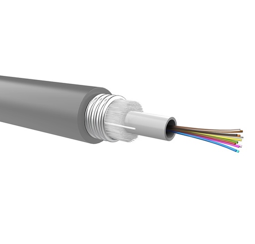 Optical loose cable, corrugated steel armour, 8 fibers 62,5/125 OM1, LSZH jacket, Euroclass Eca
