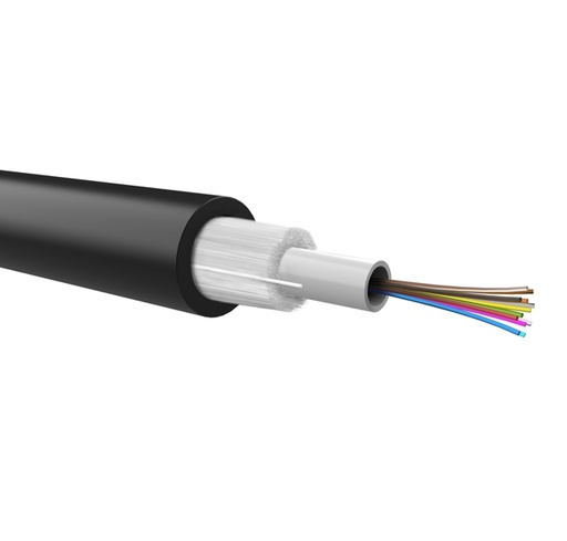 Optical loose cable, dielectric armour, 24 fibers 50/125 OM2, PE jacket, Euroclass Fca