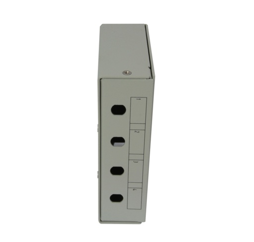 6-port optical box for SC Duplex adapters, installation on DIN-rails, with integrated splice trays organizer, grey RAL 7035