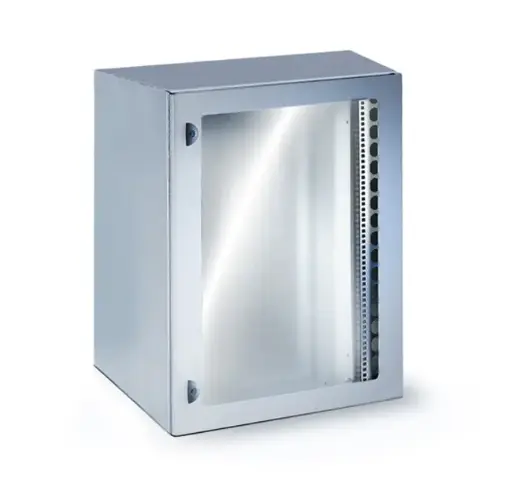 Wall mount cabinets IP Series W600xD400xH600 13U, glass front door, IP65 protection degree, grey RAL 7035