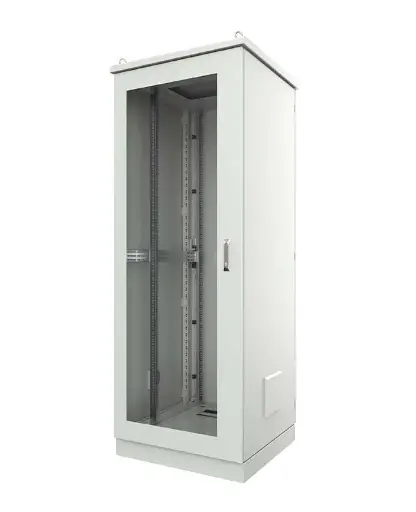 IP Series floor standing cabinets, glass door, H2000xW600xD800 42U, IP55, grey RAL 7035