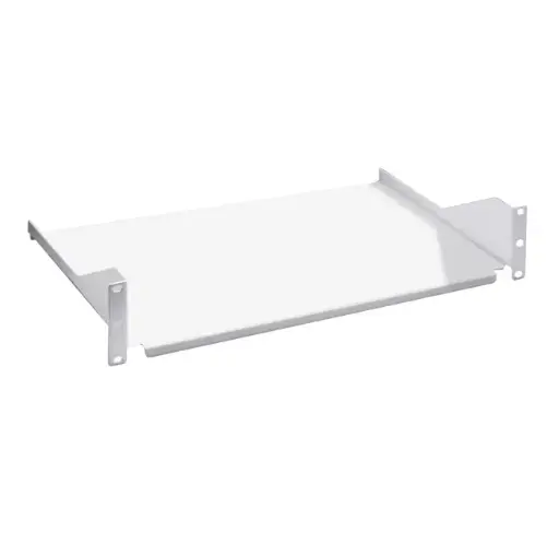 Fix shelf 2U / 19'', D250 mm, grey RAL 7035