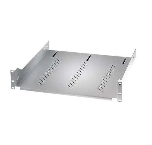 Fix shelf 2U / 19'', D470 mm, grey RAL 7035