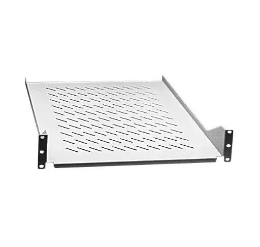 Fix shelf 2U / 19'', D600 mm, grey RAL7035, fixing on 4 uprights