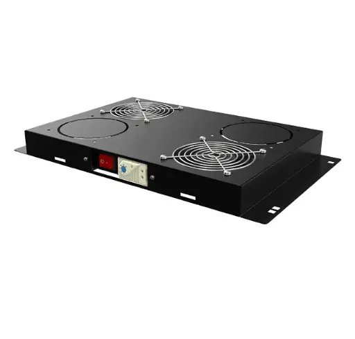 Ventilation unit with 2 fans and thermostat for TECH cabinets, black RAL 9005